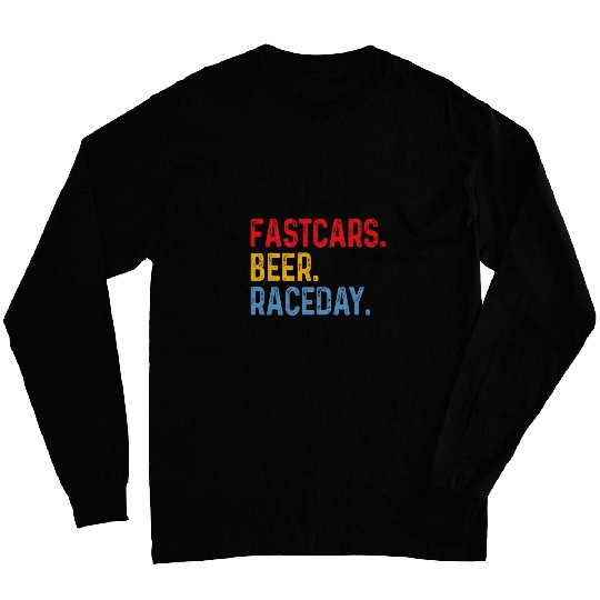 Beer Fun vintages Retro Fast Carss Beer Race Day Funny Race Car Racing Long Sleeves