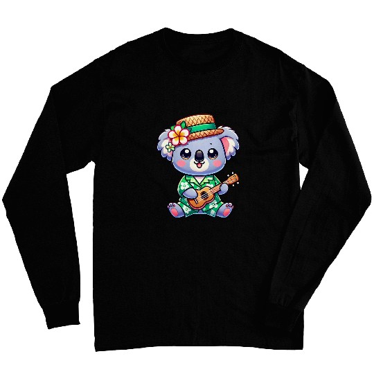 Koala Pet Chibi Kawaii Koala Hawaiian Playing Ukulele Long Sleeves