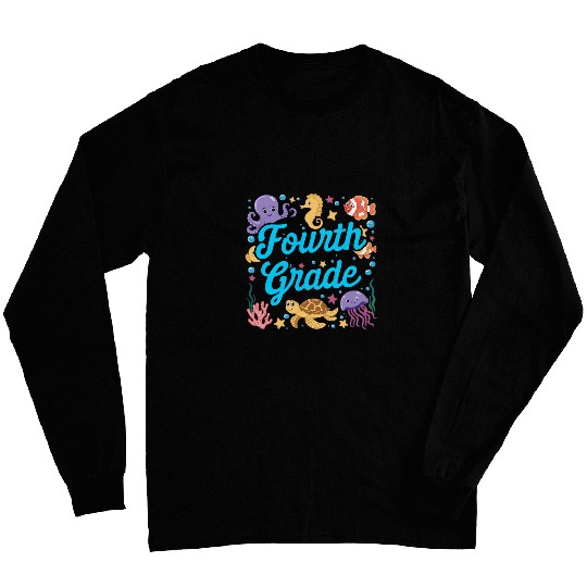 Turtle Pet Fourth Grade Under The Sea Underwater Turtle Fish School Long Sleeves