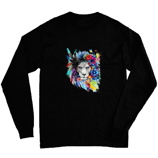 Lion Pet Artistic Painting With Flowers And Butterflies Long Sleeves