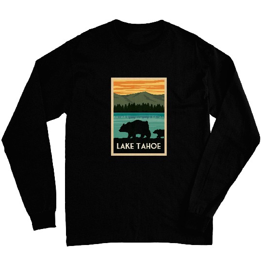 Bear Pet Retro Lake Tahoe californias Outdoor Bear Silhouette Gifts Long Sleeves