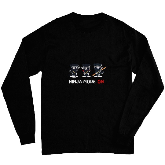 Panda Pet Ninja Mode On Cute Funny Panda Tee for KungFu Lovers Long Sleeves