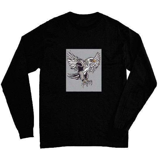 Sky Hunter Threatening Hawk Cartoon Art Long Sleeves