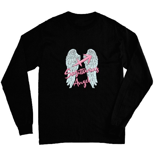 Sagittarius Angel Zodiac Sign with Angel Wings for Women Long Sleeves