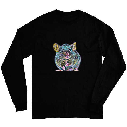 Rat Motif Rodent cute Rat in Hand Cheese Pet Rats 1 Long Sleeves