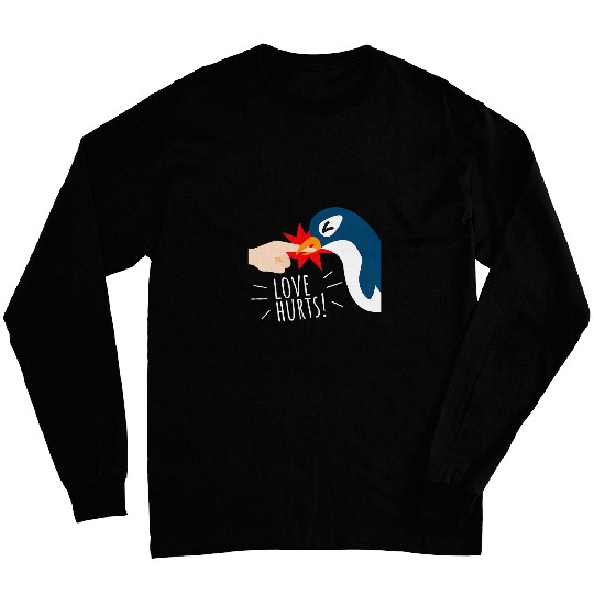 Penguin Pet Love Hurts Penguin Funny Cute Valentines Day Long Sleeves