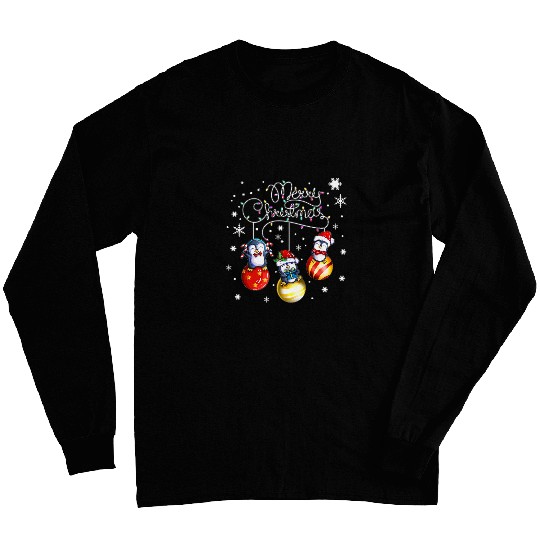 Penguin Pet Merry Christmas Penguin Holidays Christmas Balls Xmas Long Sleeves