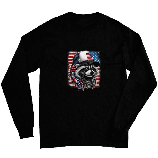 Raccoon Pet Redneck Raccoon Mullet White Trash Party Attire 4th July 3 Long Sleeves