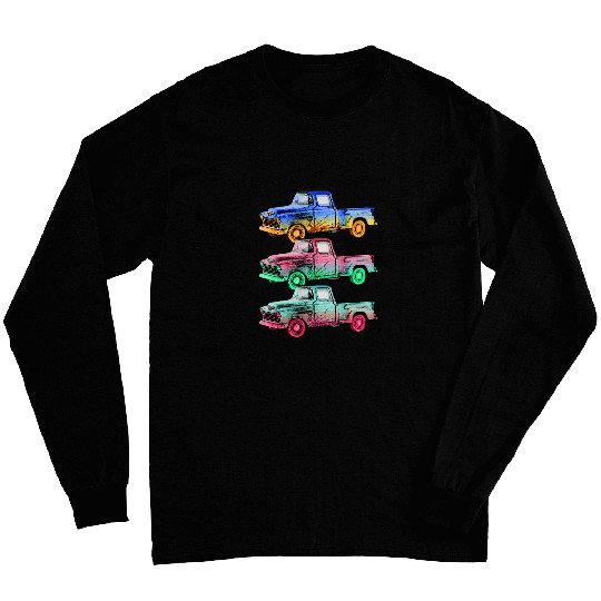 Pickup Truck vintages Classic 50s 60s Retro Camper Long Sleeves