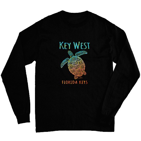 Turtle Pet Key West Florida Sea Turtle Art on Back 3 Long Sleeves