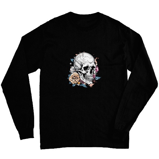 Rock n Roll Skull and Roses vintages Style Rock Long Sleeves