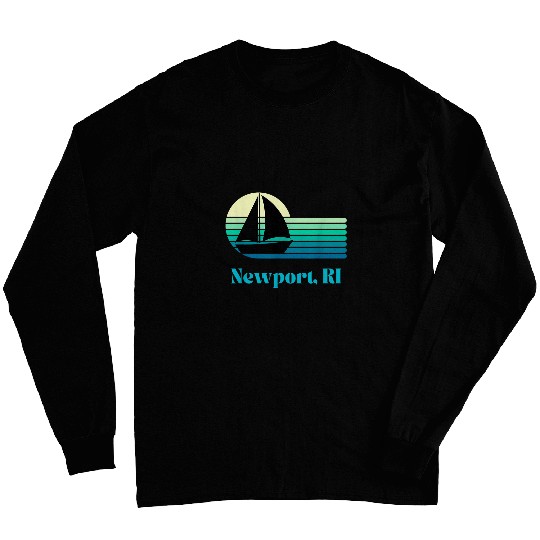 Newport Rhode Island Sailing Retro Style Sail Boat Vintage Long Sleeves