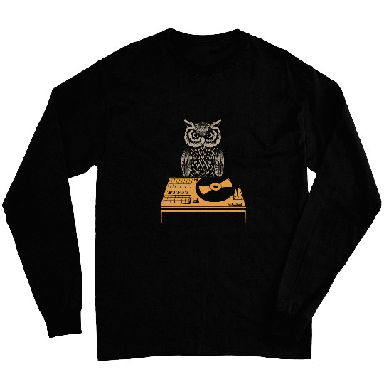 Owl Pet DJ Owl Turntable Retro Vinyl Long Sleeves