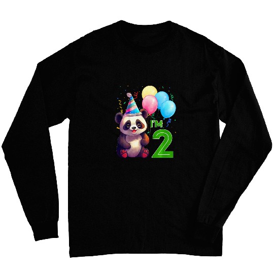 Panda Pet Kids 2 Years Old Gifts Party Animal Panda Lover 2nd Birthday Long Sleeves