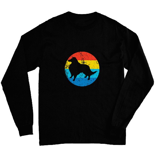 Dog Shetland Sheepdog Dog Breed Silhouette Retro 1970s Circle Long Sleeves