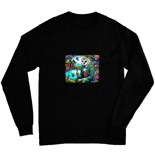 Owl Pet Strange Aesthetic Weirdcore Oddcore Dreamcore Barn Owl Long Sleeves