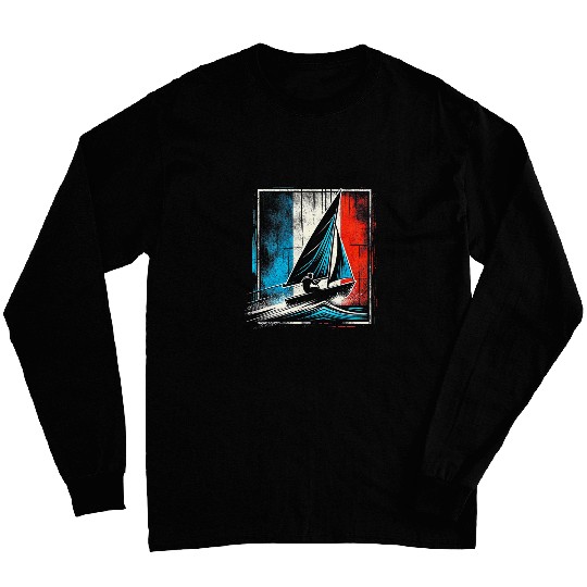 Mens Single Handed Sailing France Flag Male Sailor Long Sleeves