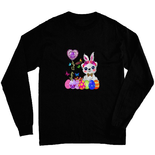 Bear Pet Happy Easter Egg Hunt Cute Polar Bear Bunny Toddler Girl Kid Long Sleeves