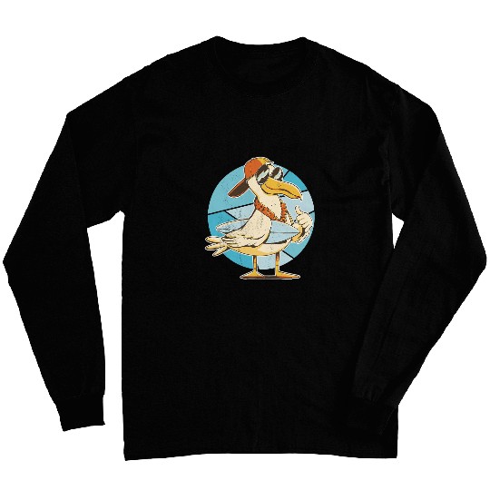 Surf Holidays Ride Waves Cool Seagull with sunglasses 2 Long Sleeves