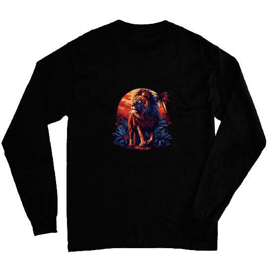 Lion Pet Roaming Jungle At Sunrise The King of the Jungle Lion Long Sleeves