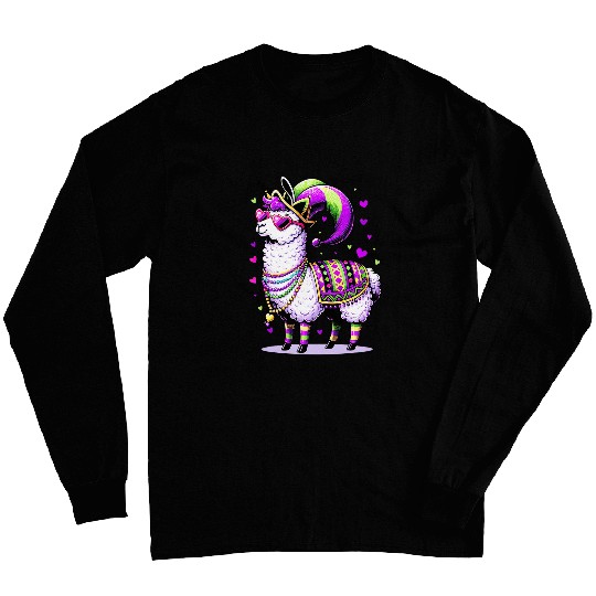 Mardi Gras Llama Funny carnivals Fat Tuesday Party Animal Long Sleeves