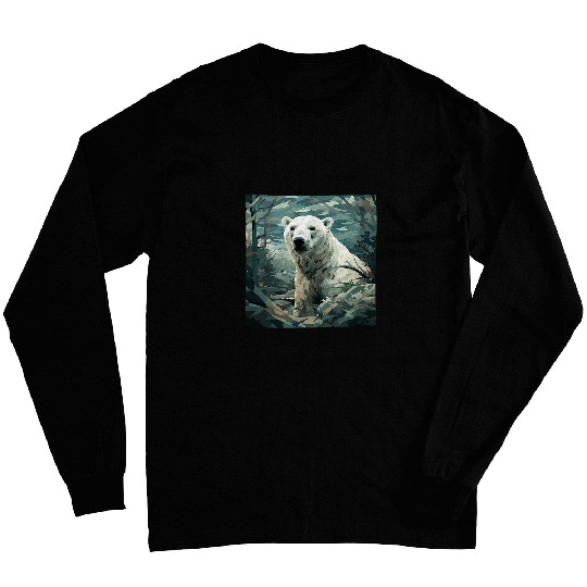 Bear Pet Polar Bear Leaves Snow Camouflage Graphic Long Sleeves