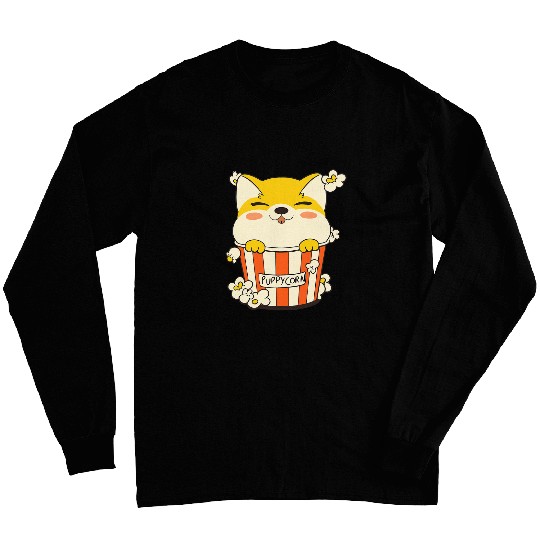 Dog Shiba Inu Puppycorn Shiba Inu Movie Popcorn Cinema Snack Dog Long Sleeves