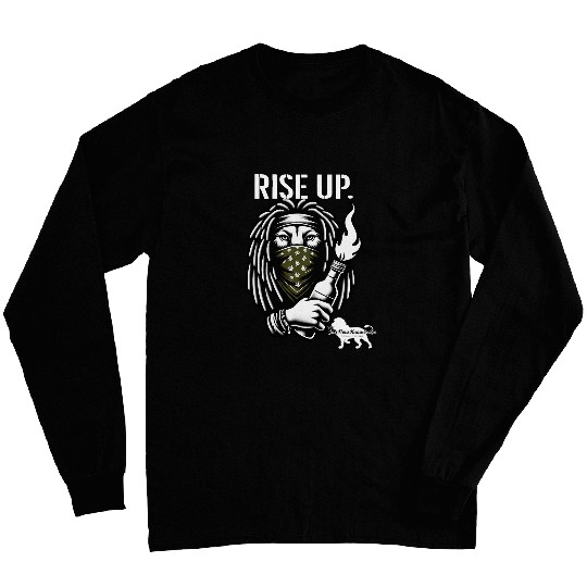Lion Pet Rise Up Rasta Lion by Jah New Knowledge rastafari streetwear Long Sleeves