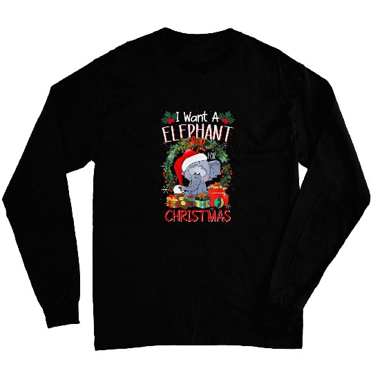 Elephant Pet Christmas Light Funny Elephant Lover Xmas Long Sleeves
