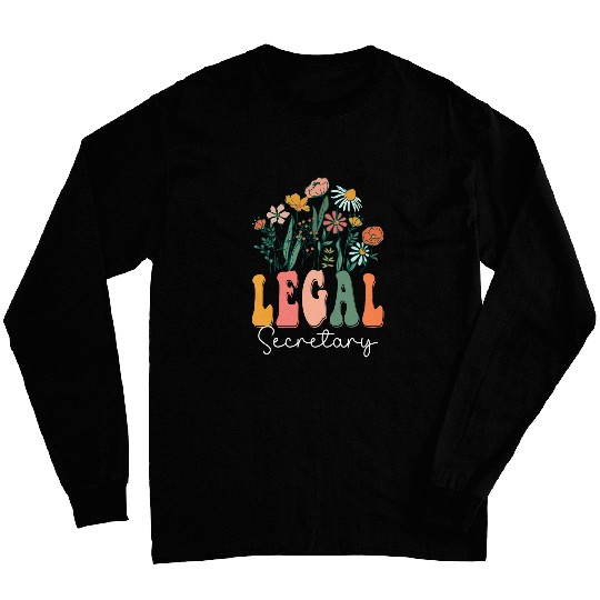 Secretary Job Retro Groovy floral Legal Secretary Wildflower Tees For Long Sleeves