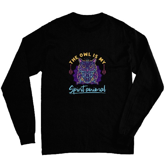 Owl Pet Teal Purple Paisley Bird Cool Art Spirit Animal Long Sleeves