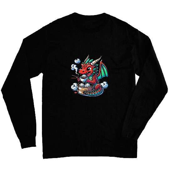Dragon Pet Hong Kong Slang Kawaii Dim Sum Year of Dragon Anime Long Sleeves