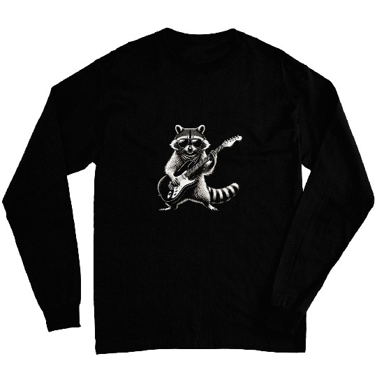 Raccoon Pet Rock On Raccoon Rock and Roll Guitarist Men Women Long Sleeves
