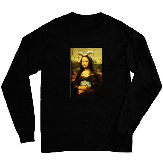 Mona Lisa Egg Hunting Easter Bunny Ears Sprint Art Painting Long Sleeves