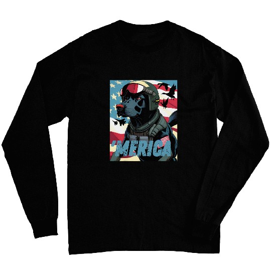 Merica Patriotic Black Labrador Duck Hunting Dove hunter Long Sleeves