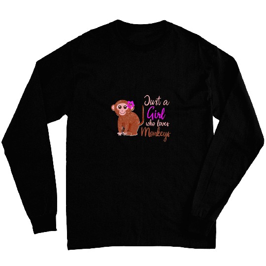 Monkey Sweet Ape Girl Funny Primate Cool Chimp Gift Idea Long Sleeves