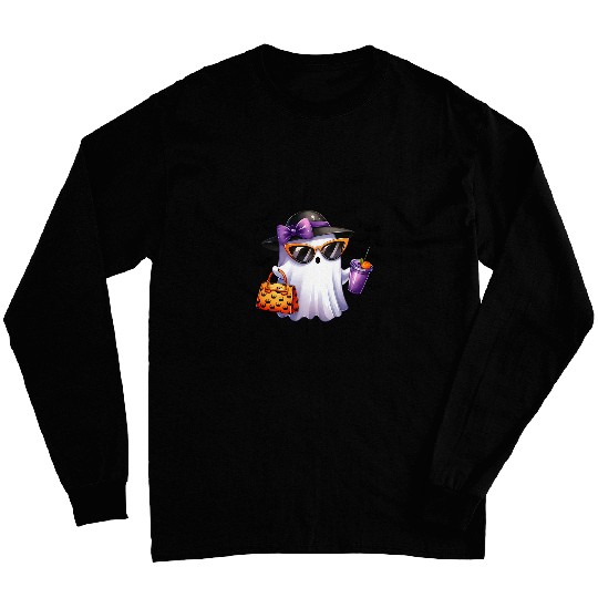 Coffee Fun ghosts Pumpkin Boojee Coffee Spooky Season Halloween Long Sleeves
