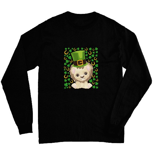 Lion Pet Pig Cute lion st Patricks day hat shamrock pig lovers Piggy Long Sleeves