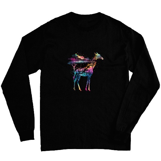 Giraffe Pet Colorful Wilderness Nature Giraffe Reflection Long Sleeves