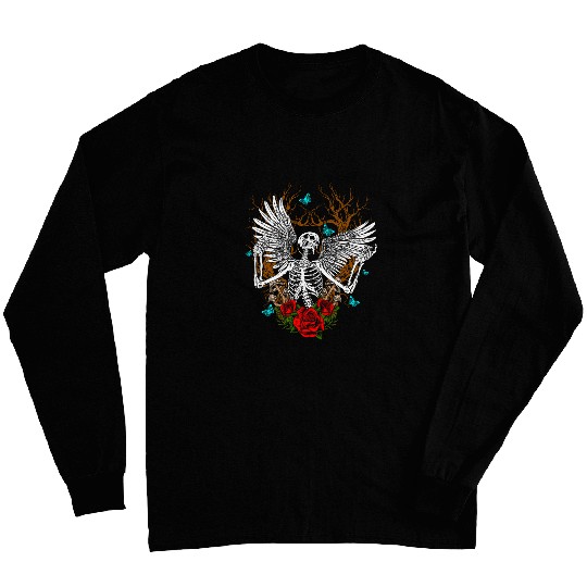 Skeletons Wings Fairy Grunge Fairycore Aesthetic Halloween 1 Long Sleeves