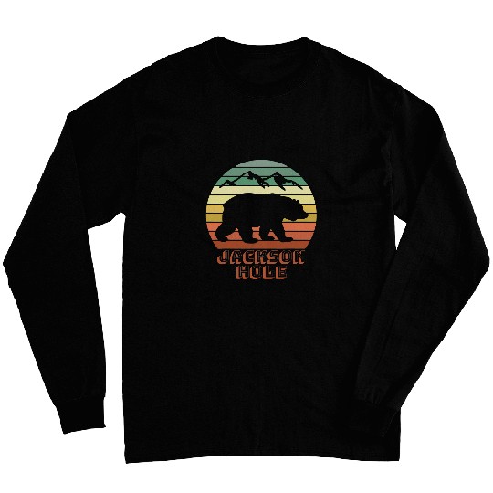 Bear Pet Jackson Hole Wyoming Bear Mountains Retro Sunset Long Sleeves