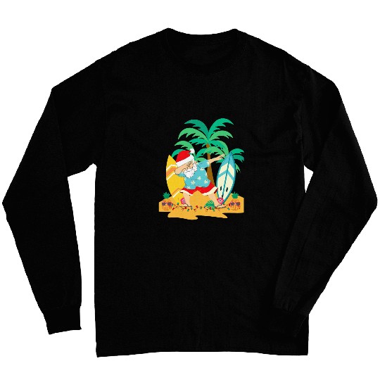Surf Life Christmas in July Dabbings Santa Tropical Christmas Surfing Long Sleeves