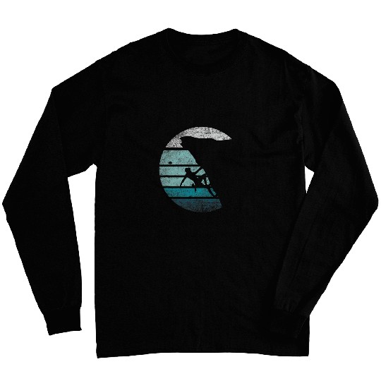 Climbing Climber Bouldering Retro Silhouette Climb Long Sleeves