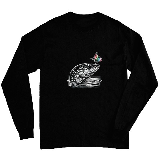 Fishing Fun Northern Pike Butterflies Fishing Butterfly Muskie Long Sleeves