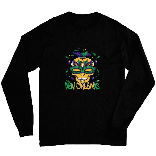 New Orleans Souvenir Skull Mardi Gras Bourbon Street Long Sleeves