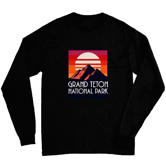 vintages Grand Teton Nature Park Wyoming Mountains Nature Long Sleeves