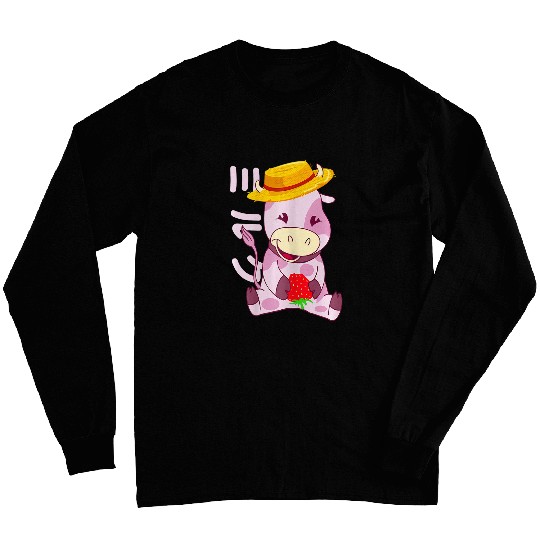 Cow Lover strawberry heifer kawaii cow strawberry milk cute abstract Long Sleeves