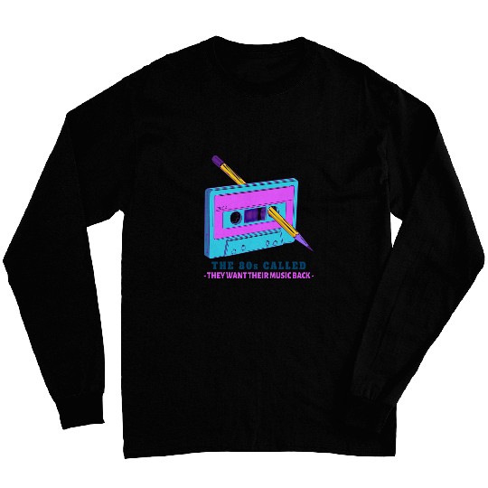 80s Cassette Tape 1980s vintages Radio Music Graphic Long Sleeves