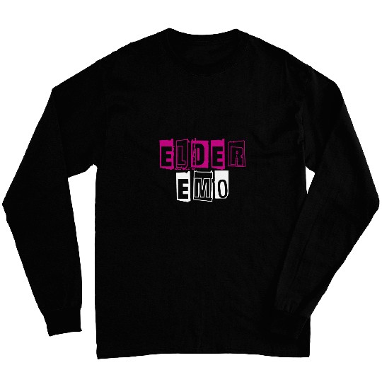 Elder Emo Funny Emo Music Fan Scene Alternative 90s Kids Pun 24 Long Sleeves