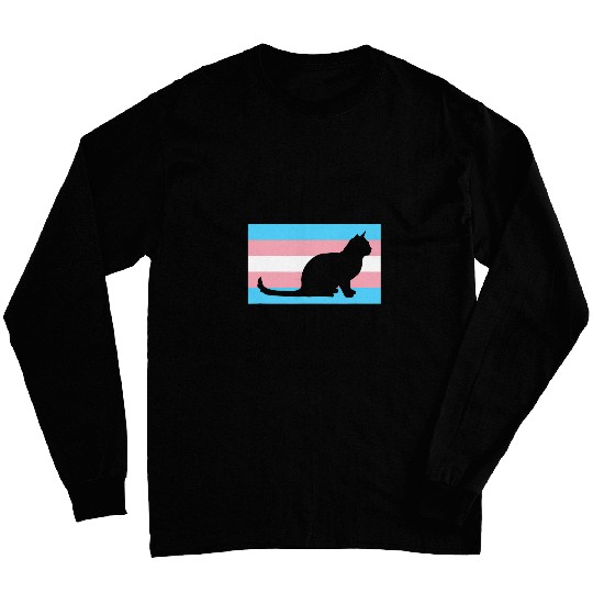 Cute Rescue Cat Love Transgender Pride Flag Stuff Trans Art Long Sleeves